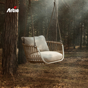 Artie Luxury Single Swing Chair Outdoor Furniture Garden Balcony Rope Woven Hanging Chair with cushion