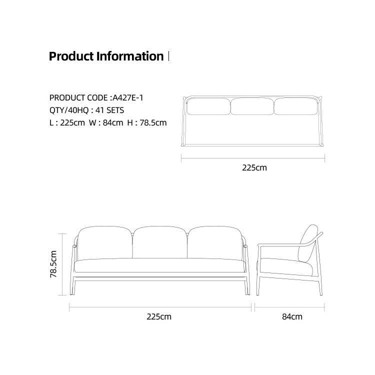 Artie Outdoor Lounge Furniture Sofa Set Luxury Garden Aluminium Sofa Rope Wove Outdoor Furniture