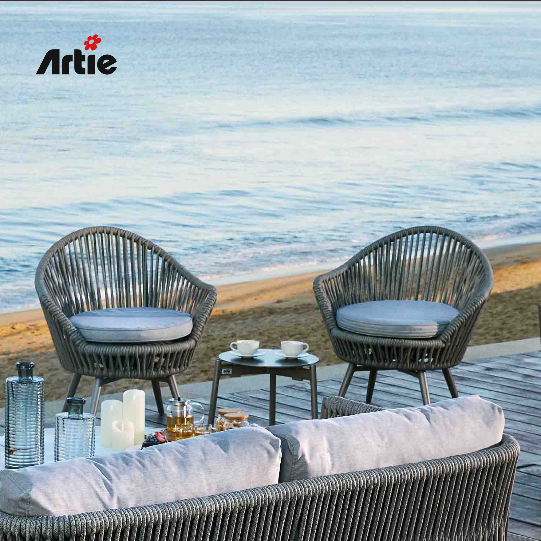 Artie Modern Terrace Furniture Woven Rope Small Balcony Table And Chairs Sets Outdoor Swivel Chair Set