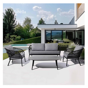 High Quality 4 pieces Woven Rope Outdoor Sofa Set Modern Garden Lounge Set Terrace Furniture Garden Sofa