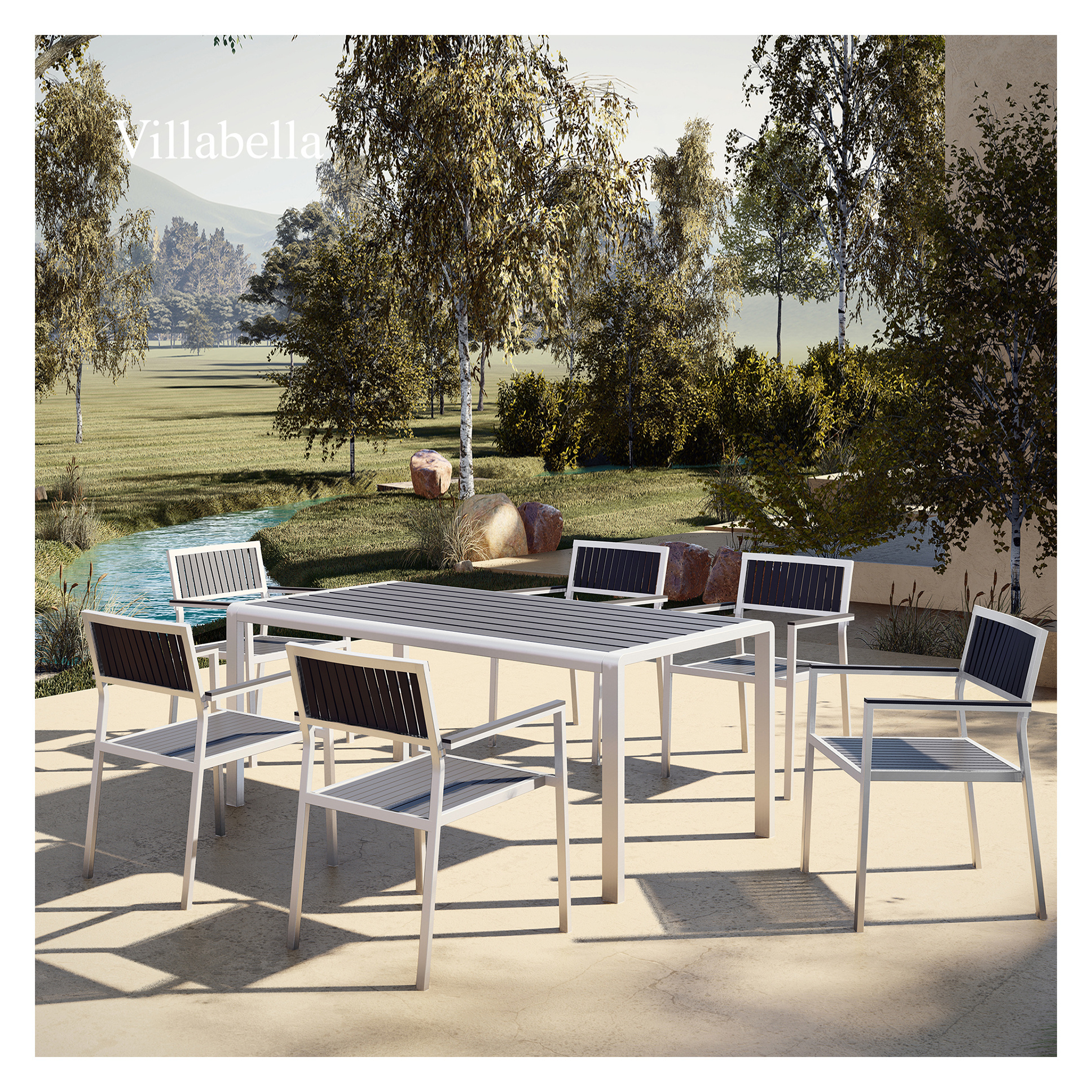 Luxury Outdoor Dining Furniture Restaurant Terrace Table And Chairs Aluminum Garden Furniture Modern Outdoor Dining Set