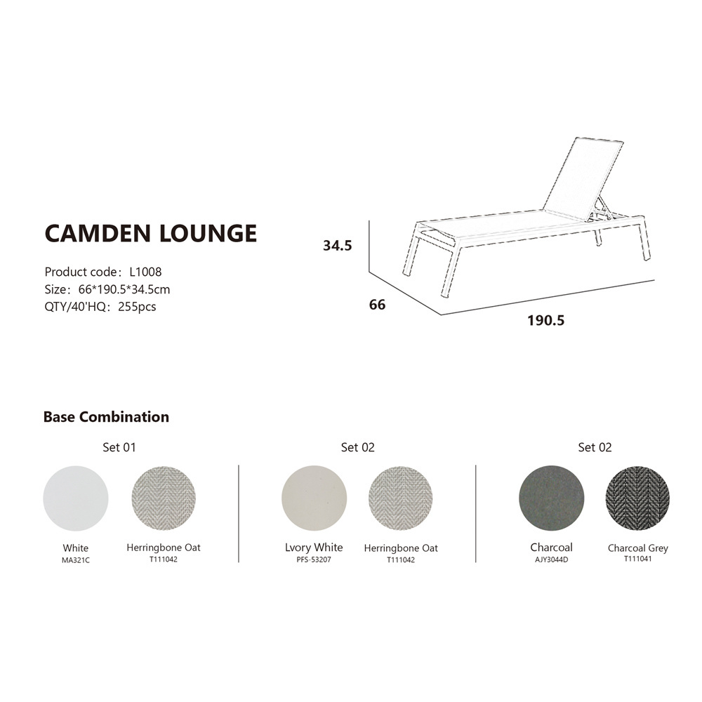 Modern Patio Furniture Stackable Quick Dry Pool Chaise Lounger Aluminum Frame Sun Loungers Outdoor Furniture