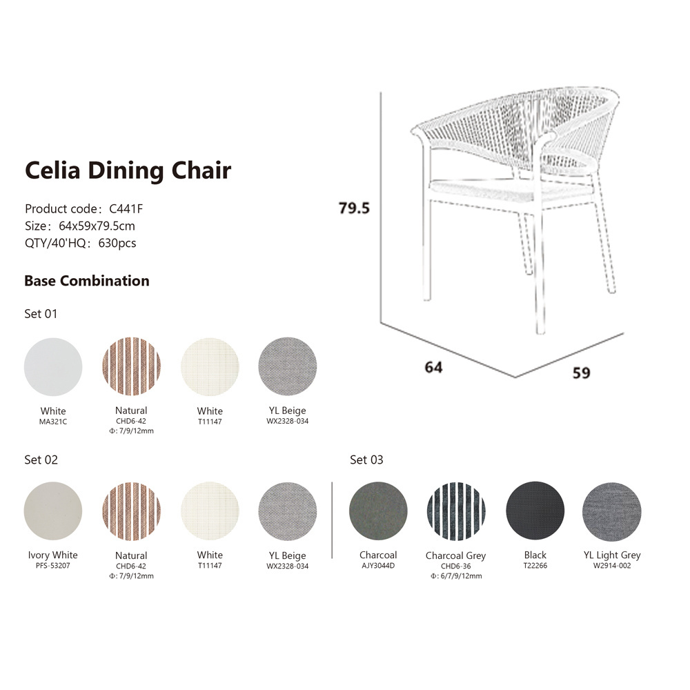 Modern Hotel Outdoor Aluminum Furniture Restaurant Dining Chairs UV Resistant Patio Furniture Garden Chairs