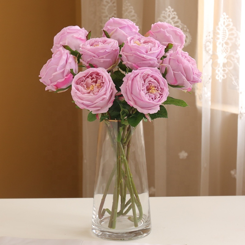 Moisturizing real touch simulation rose branch home wedding living room decoration silk rose stem Fleurs artificielles