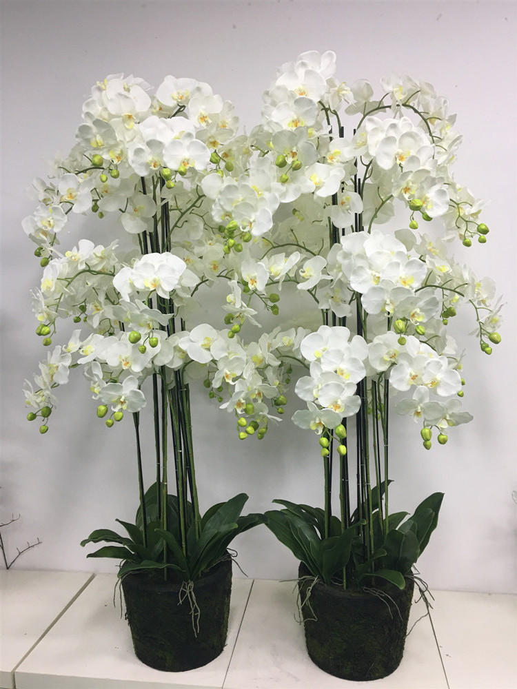 Wholesale Artificial Orchid Flower Giant Faux Phalaenopsis Flower With Pot orchid faux