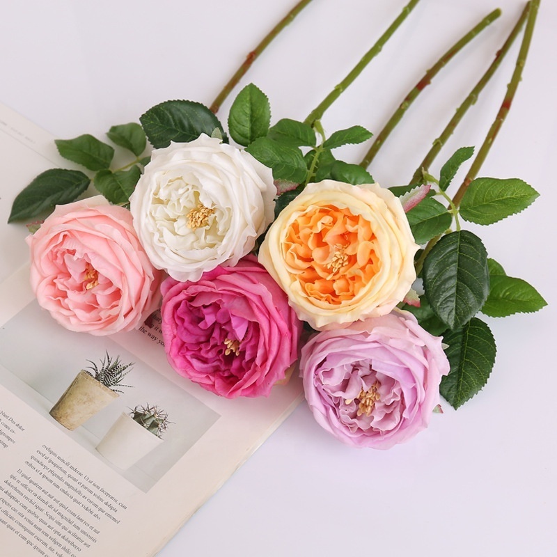 Moisturizing real touch simulation rose branch home wedding living room decoration silk rose stem Fleurs artificielles