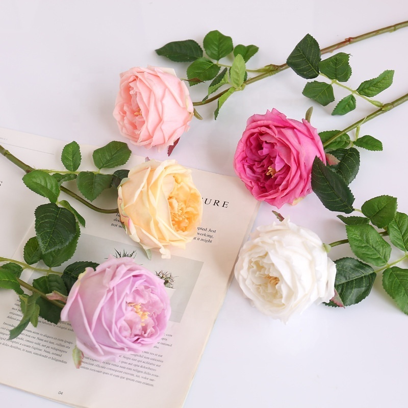 Moisturizing real touch simulation rose branch home wedding living room decoration silk rose stem Fleurs artificielles