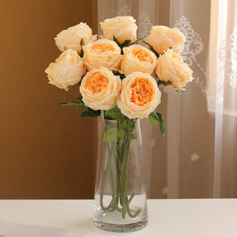 Moisturizing real touch simulation rose branch home wedding living room decoration silk rose stem Fleurs artificielles