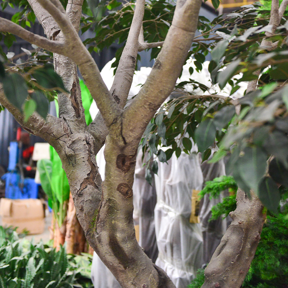 Decorative big artificial Green large artificial ficus leaves banyan tree ficus fiberglass outdoor artificial banyan ficus tree