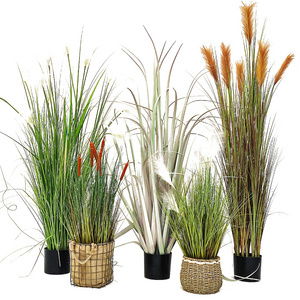 H140CM Factory Green High Quality Potted Grass for Room Office Decor Artificial Cattail Grass onion indoor artificial plants