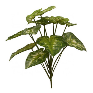 Manufacturer wholesale 13 leaves artificial caladium bush artificial small green plant for home decoration