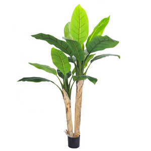 Hot Sale 150cm double pole Banana Bonsai Plastic Tree Plants artificial banana tree for shopping mall indoor outdoor decoration