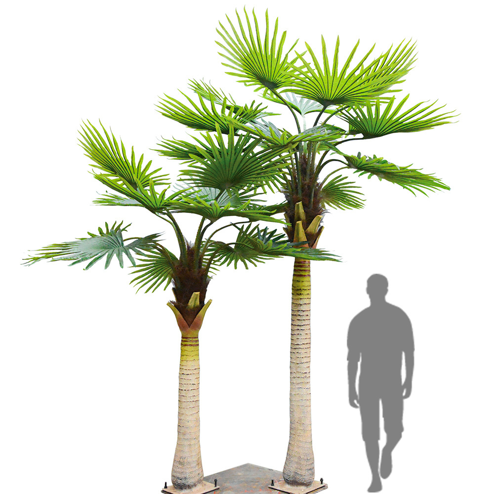 Wholesale Outdoor And Indoor FiberGlass Artificial areca palm tree Plastic Leaf faux fake palm trees outdoor