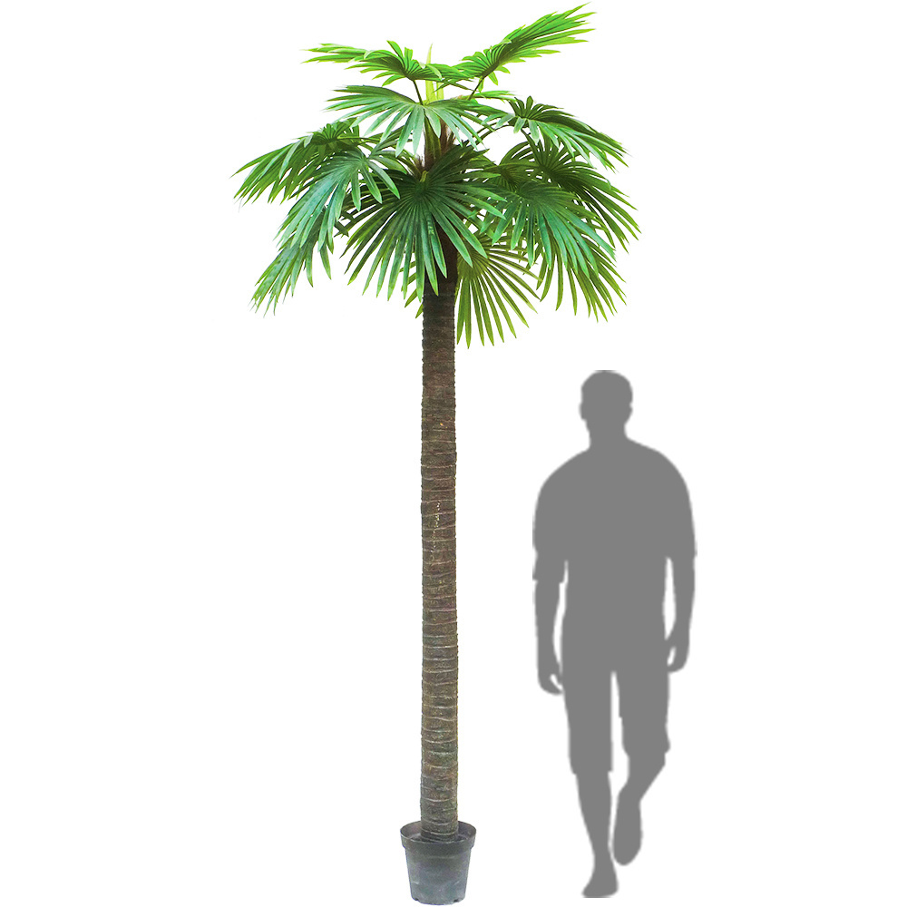 Wholesale Outdoor And Indoor FiberGlass Artificial areca palm tree Plastic Leaf faux fake palm trees outdoor