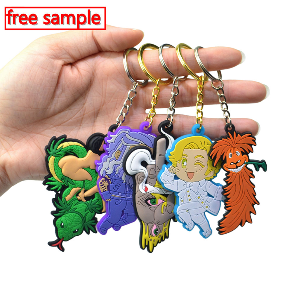 Wholesale Manufacturer Custom Soft Pvc Printed Keychain Rubber 2D 3D Logo Cute Anime Kawai Keychains