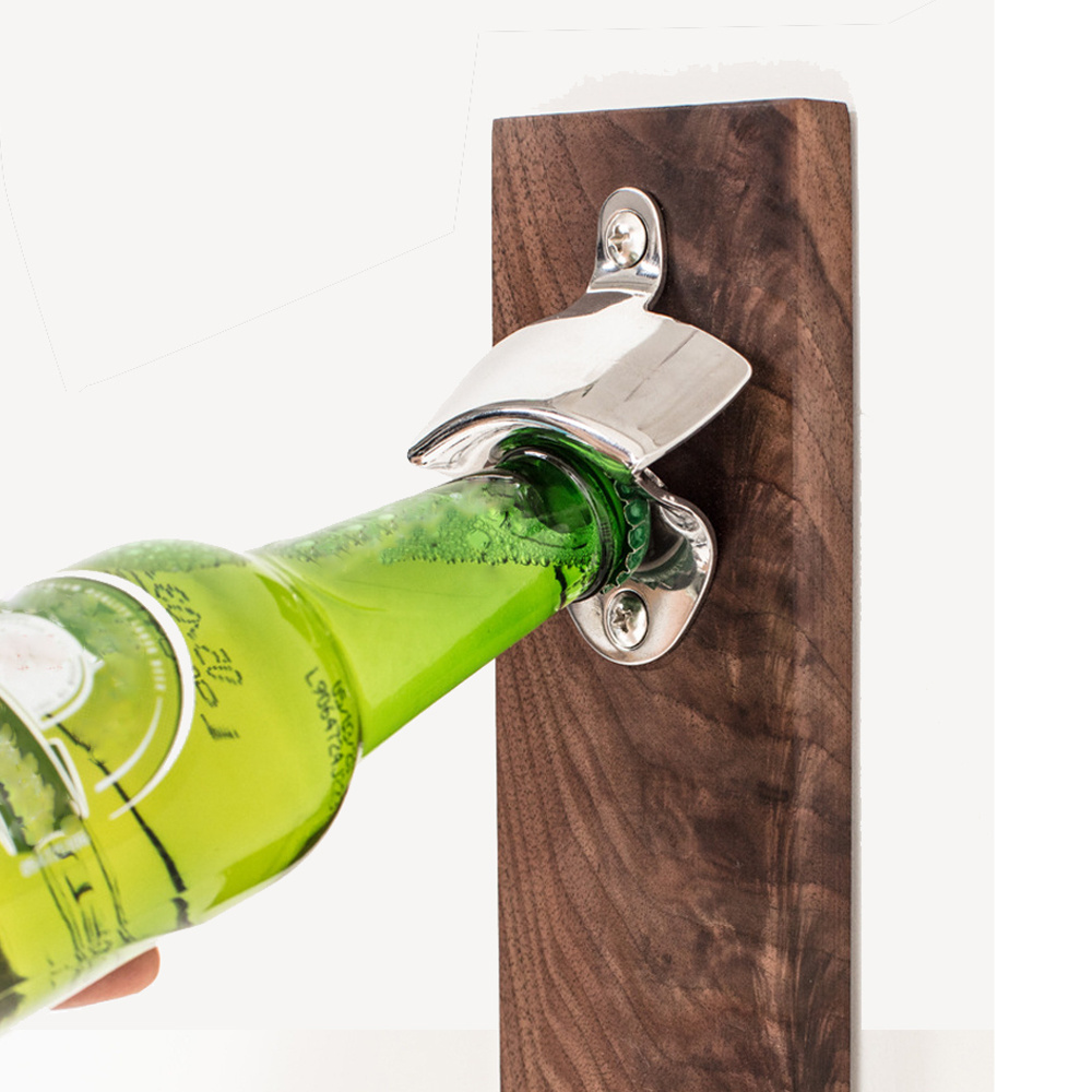 Wholesale Custom Stainless Steel Beer Bottle Opener Magnetic Cast Iron Wall Mounted Bottle Opener