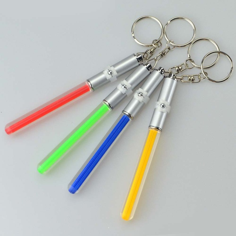 Promotion Gifts Item Custom Logo Plastic Led Torch Mini Glow Stick Night Flash Light Keyring Key Ring Chain Keychain