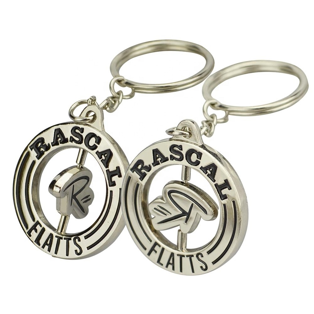 Wholesale Custom Souvenir One Piece Round Shape Stainless Steel 3D Spinning Keychain, Metal Keyring Key Chain