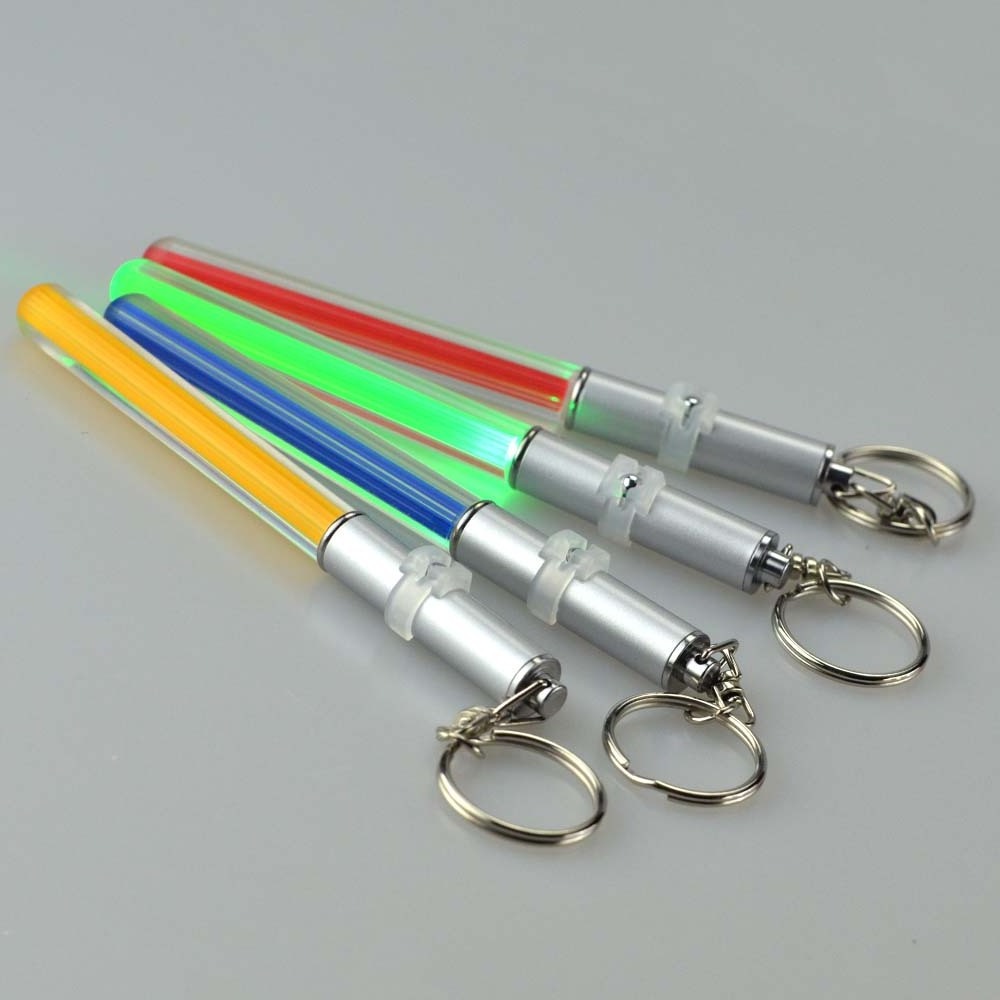 Promotion Gifts Item Custom Logo Plastic Led Torch Mini Glow Stick Night Flash Light Keyring Key Ring Chain Keychain