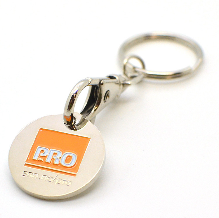 Customized Design 2D Metal Euro Trolley Coin Keychain Supermarket Shopping Cart Locks 2x2 Trolly Token Coin Key Ring