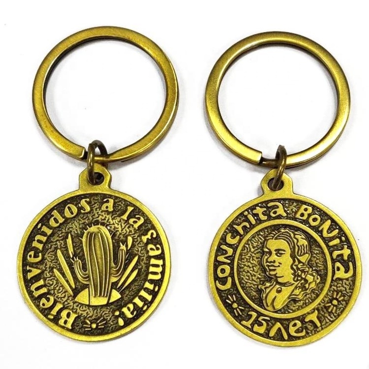 Wholesale Custom Souvenir One Piece Round Shape Stainless Steel 3D Spinning Keychain, Metal Keyring Key Chain