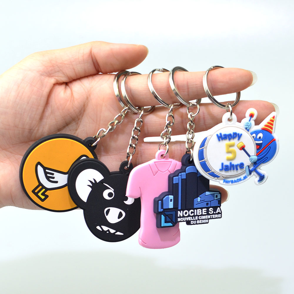 Wholesale Manufacturer Custom Soft Pvc Printed Keychain Rubber 2D 3D Logo Cute Anime Kawai Keychains