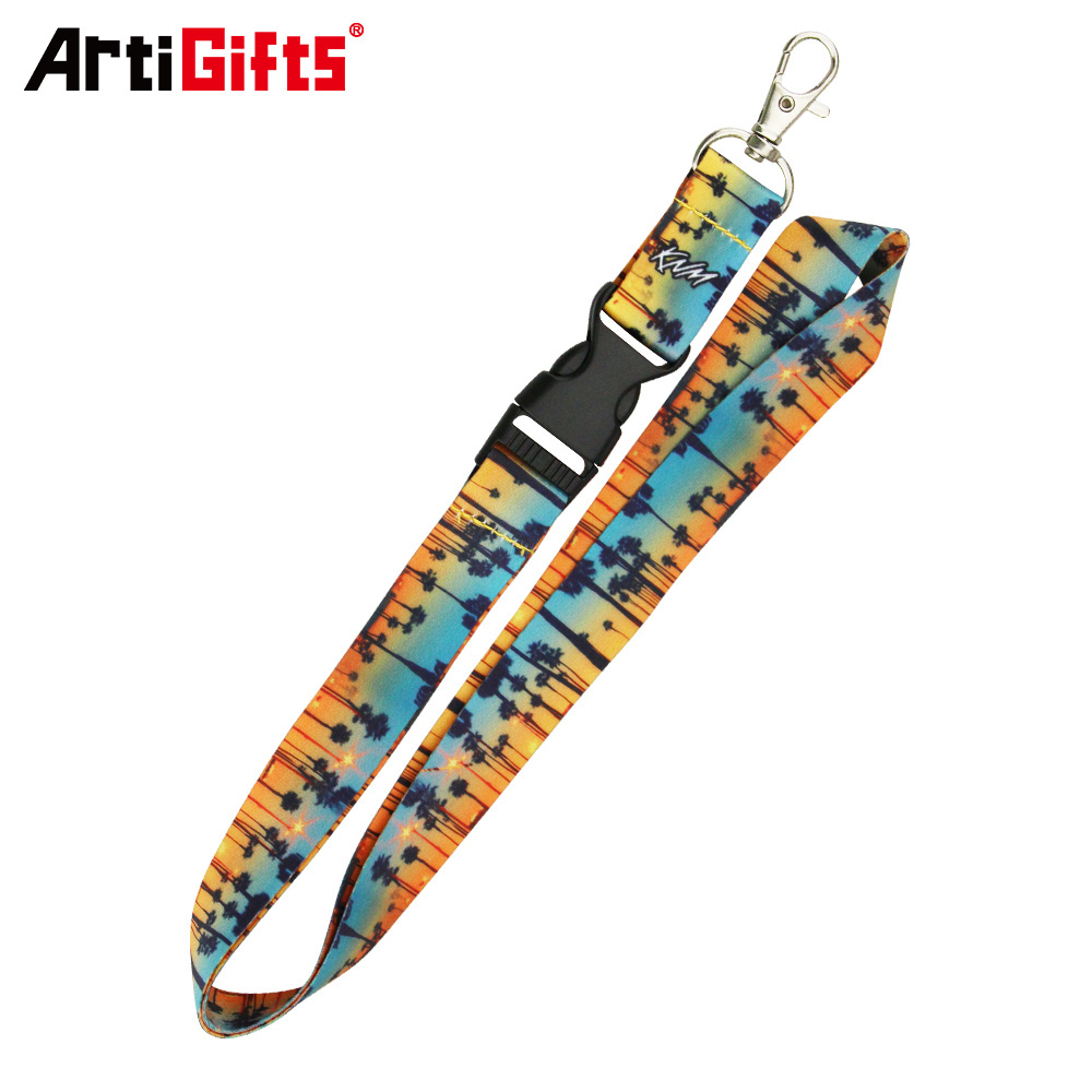 Promotion high quality heat transfer thick printed plain lanyard