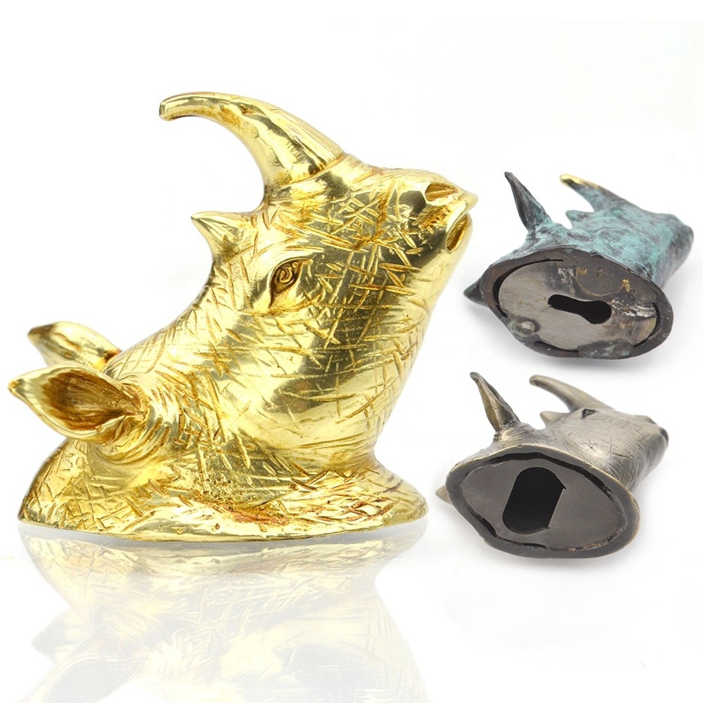 Craft Supplies Cheap Beauty Cute Animal Head Set Metal Home Wall Art Decoration 3D Bronze Bottle Opener