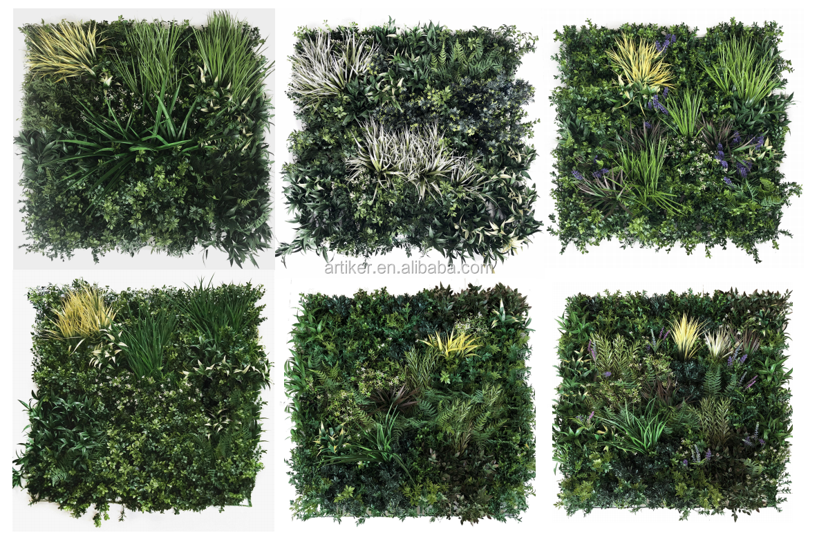 Wall artificial jungle vertical tiles moss green grass wall for decoration outdoor plant decor panels wall hanging grass