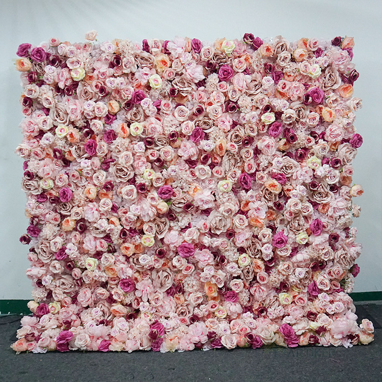 High quality  silk rose  wall  artificial flower wall background  wedding decoration