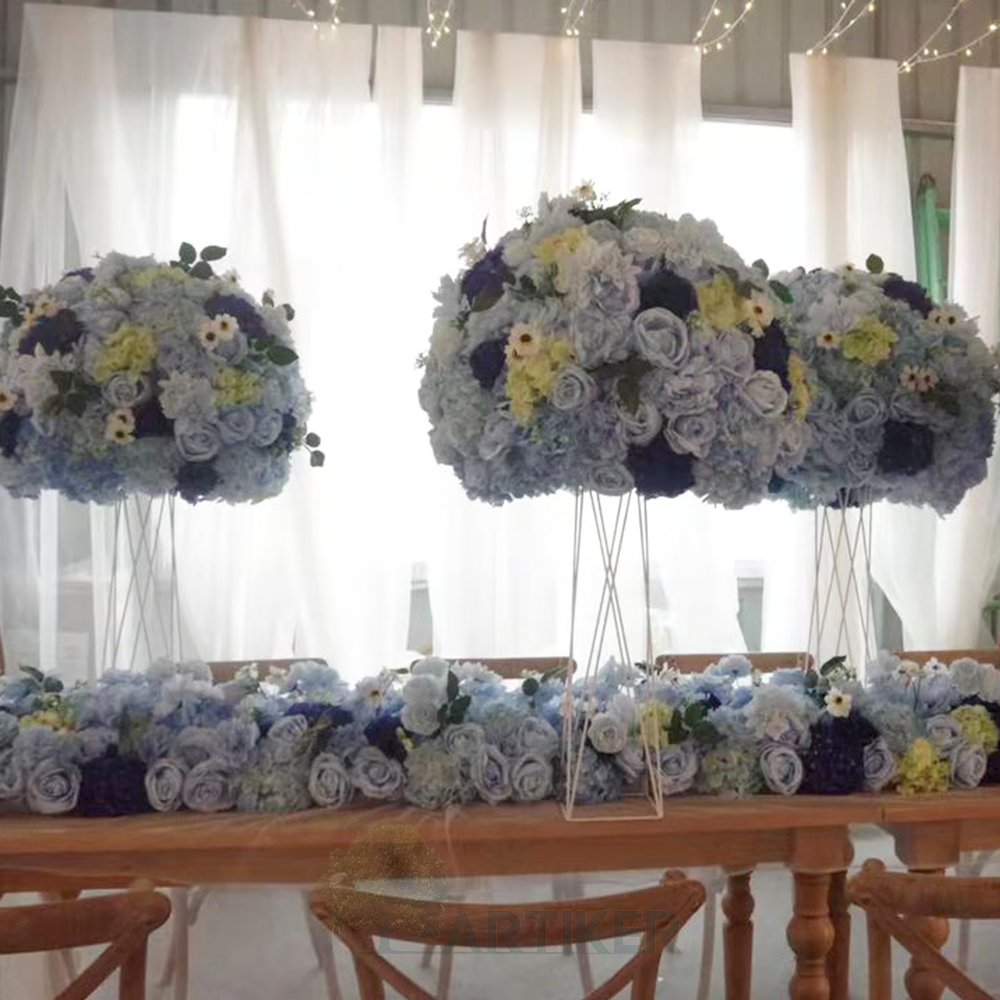 wedding table decoration artifical large flower arrangement ball kissing flower ball for wedding