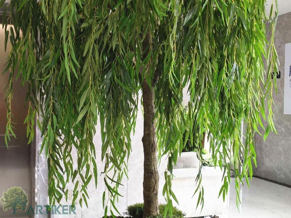 customized large evergreen  smelless artificial willow tree/ficus willow tree for home /restaurant decoration