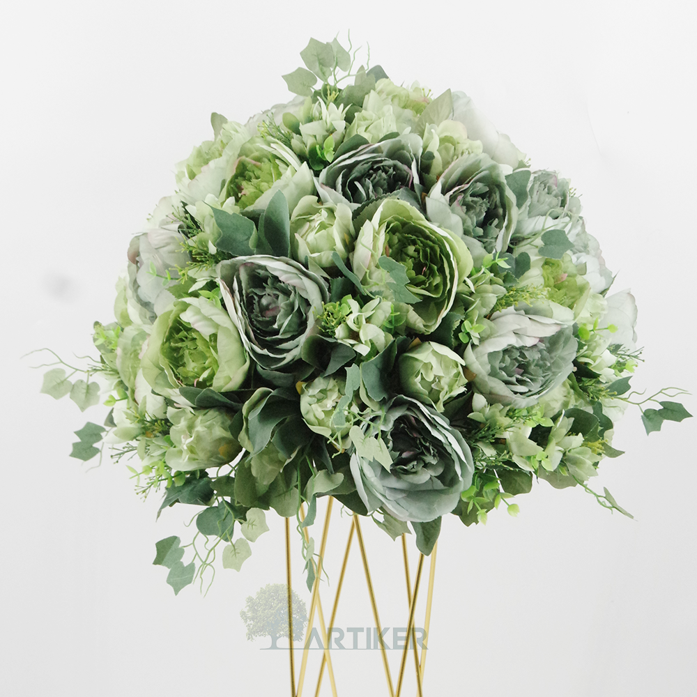 wedding table decoration artifical large flower arrangement ball kissing flower ball for wedding