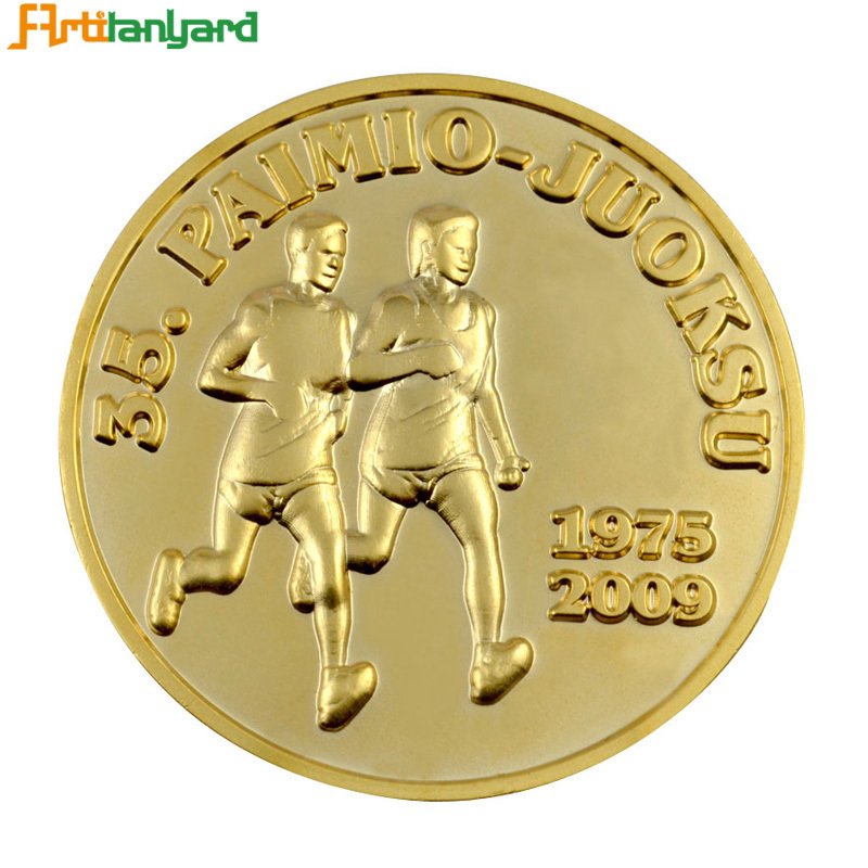 Stainless Steel Artwork Embossed Coin India Custom Logo Promotional Metal Tungsten Gold Souvenir Sports Challenge Coin