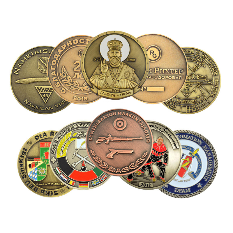 Promotion Metal Antique Gold Brass Coin Black Custom Logo Old Metal Challenge Souvenir Commemorative Coins