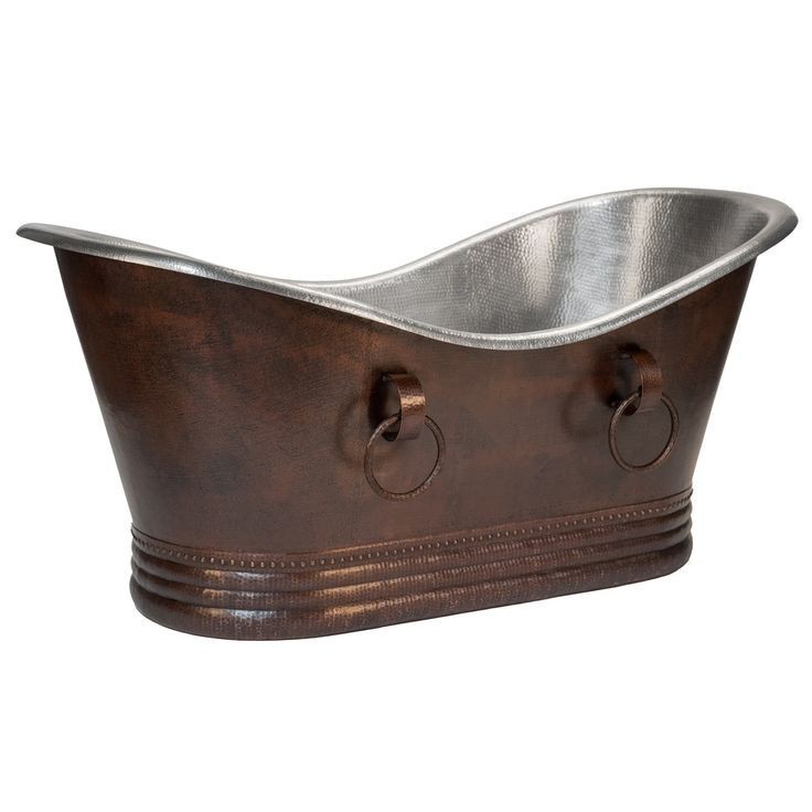 copper bathtub in shiny metal