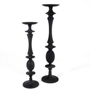 Living Room Table Centerpiece Decorative Candle Stand Set Of Two High Demanding Aluminium Candle Holder Black Color For Sale