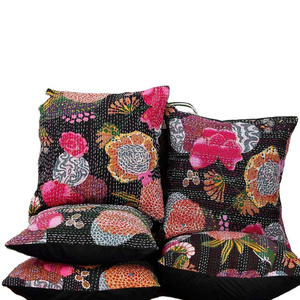 manufacture  export designer cotton kantha cushion cover for Couch Sofa Chair Cotton Linen Decorative Pillows Cushion Covers