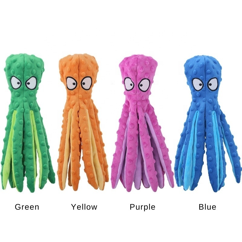 wholesale manufacturer dog toy no stuffing octopus squeaky plush dog toy  pet dog toy