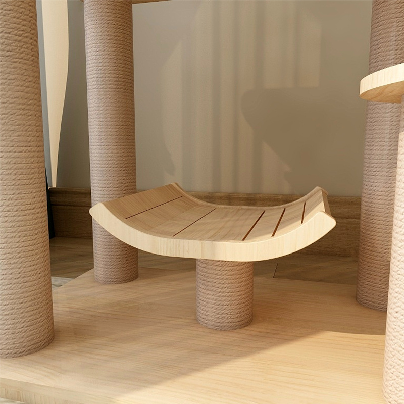 Custom modern wooden scratcher large cat tree tower durable climbing cat toys for indoor cats