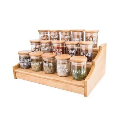 Offering  Bamboo Revolving Spice Rack Set with 16 Spice Kitchen Wood Spice Tower Organizer for Countertop or Cabinet