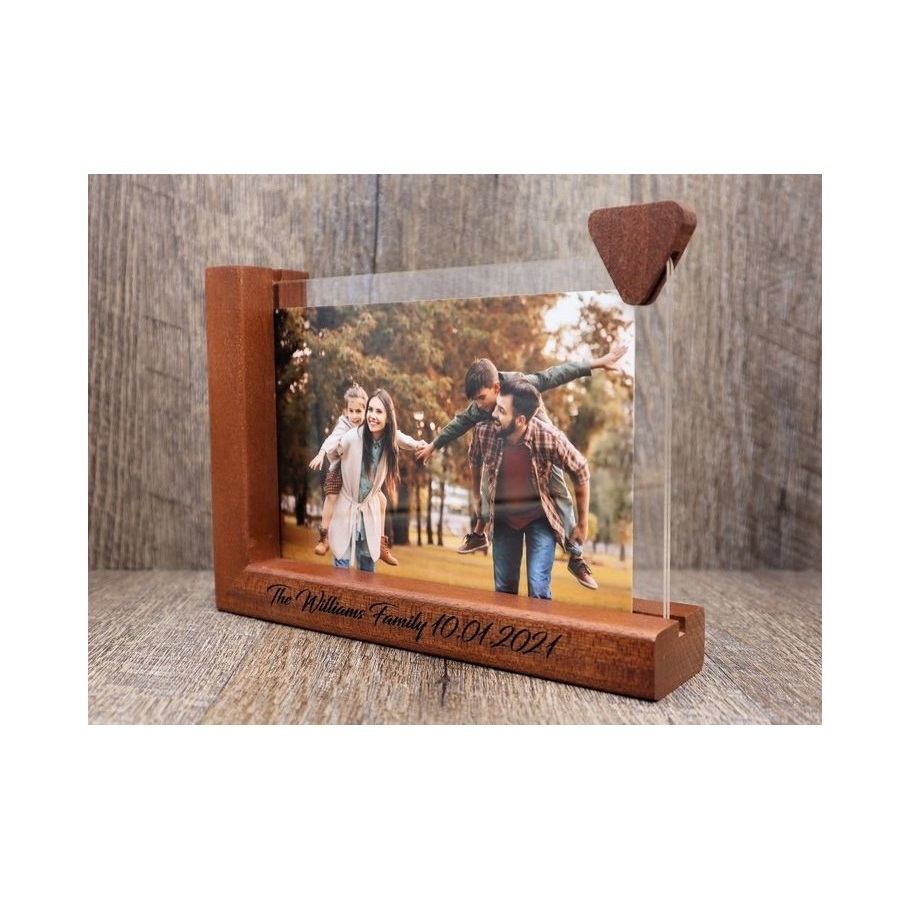 Double Sided Glass Picture Floating Photo Frame Transparent Wooden Wall Art Marco Frame and Acrylic Wood Art Manufacturer