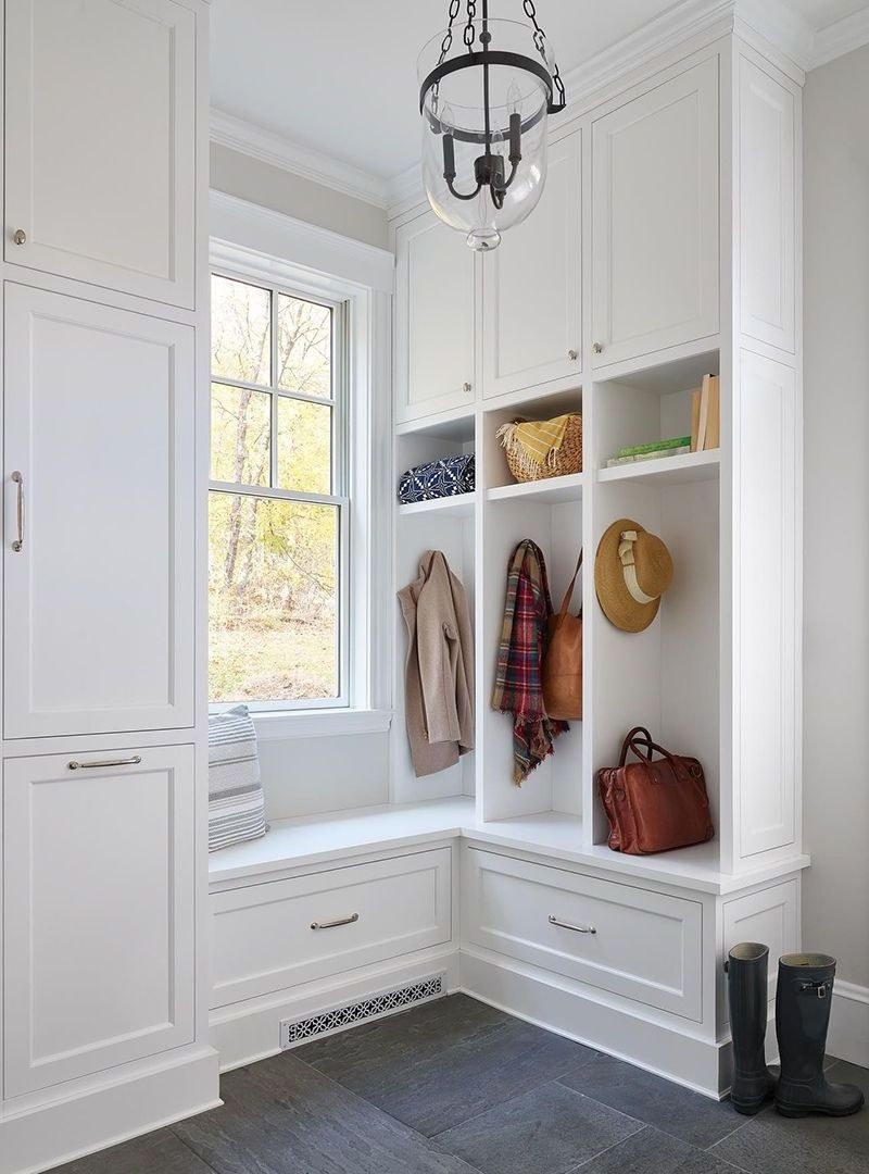 Artisan Modern Custom White Shaker Mudroom Storage with Lockers Mudroom Furniture