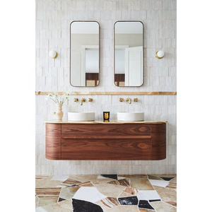 Artisan Modern Bathroom & Kitchen  Design MDF Bathroom Vanity Cabinets With Mirror Curved Bathroom Vanity