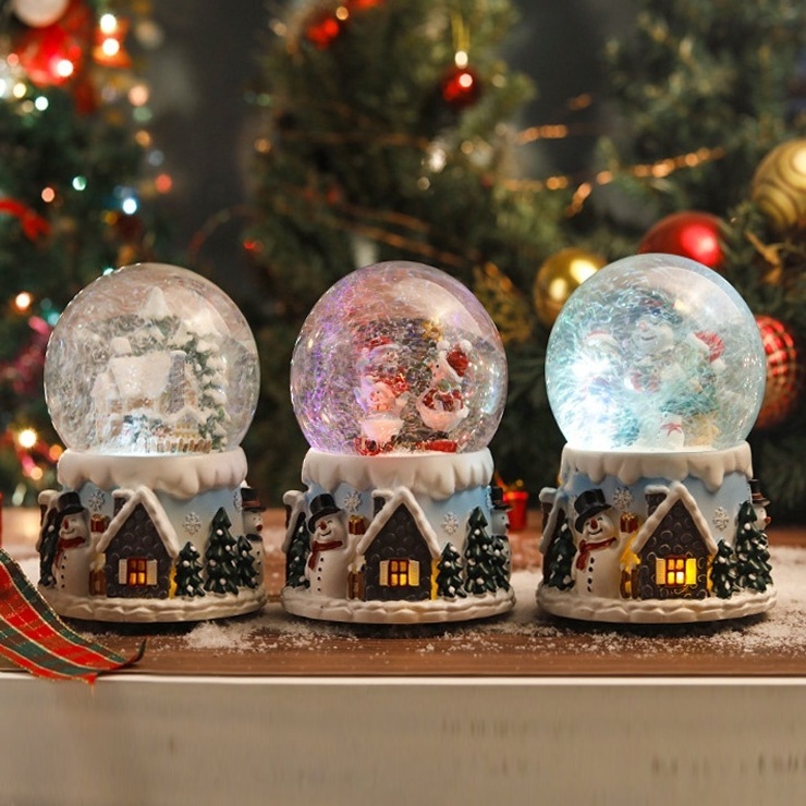 Holiday Christmas Snow Globe  Personalized Glass Snow Globe LED Custom Made Snow Globes