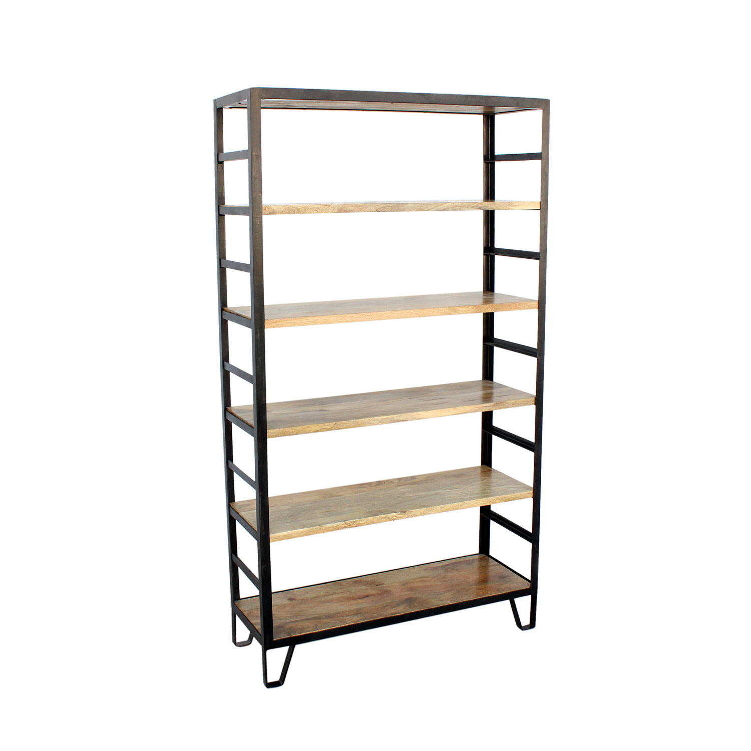 Industrial 6 tier bookshelf Solid mango wood shelf metal bookshelf Modern Living Room Bookcases