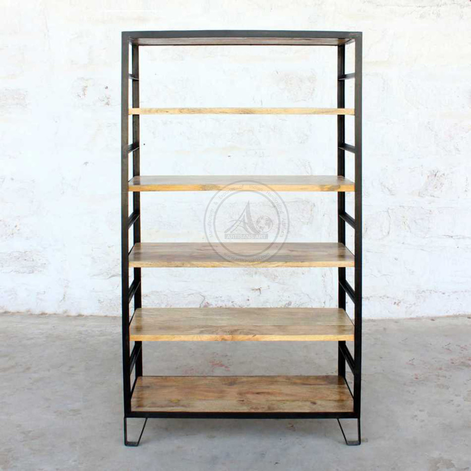 Industrial 6 tier bookshelf Solid mango wood shelf metal bookshelf Modern Living Room Bookcases