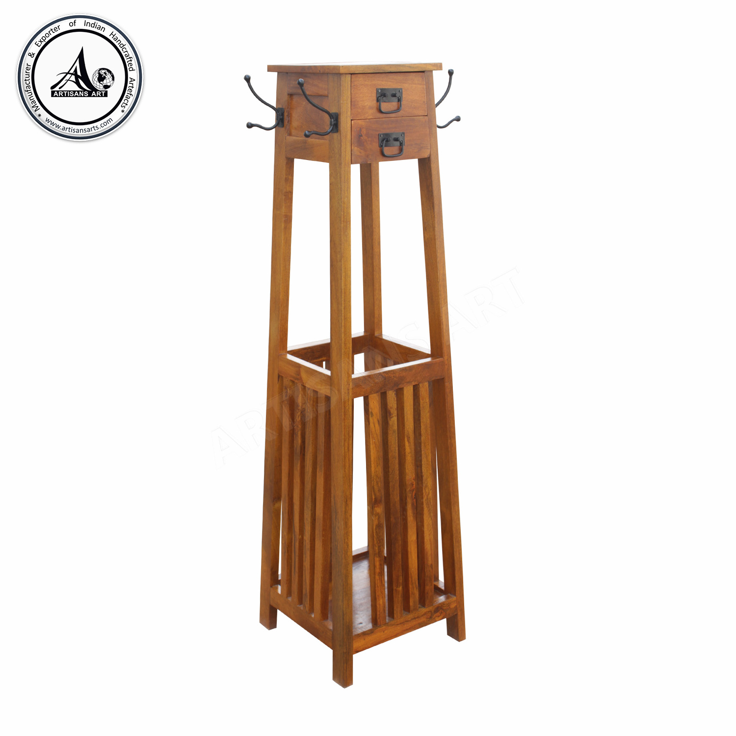 Modern Solid Mango Wood Umbrella Stand With Coat Hanger wooden New style multifunctional Umbrella rack and stand supplier