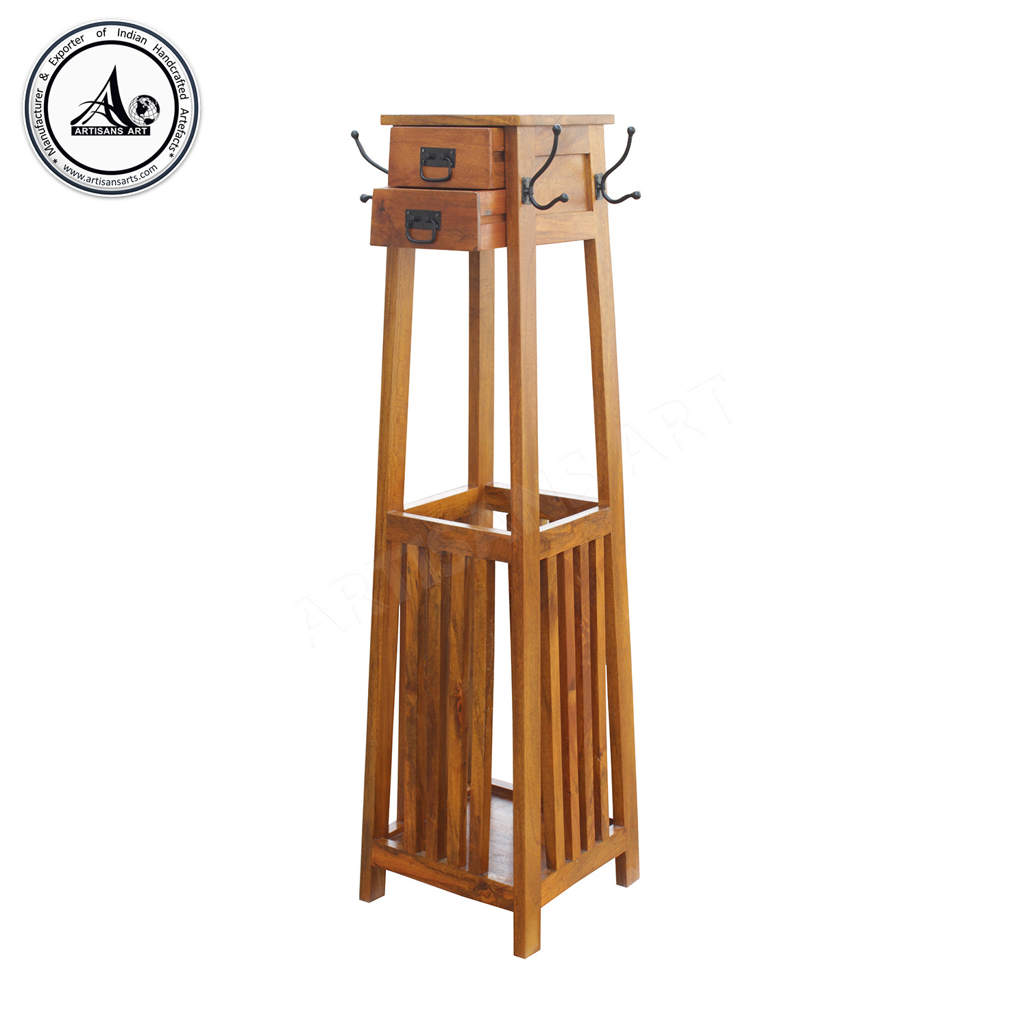 Modern Solid Mango Wood Umbrella Stand With Coat Hanger wooden New style multifunctional Umbrella rack and stand supplier