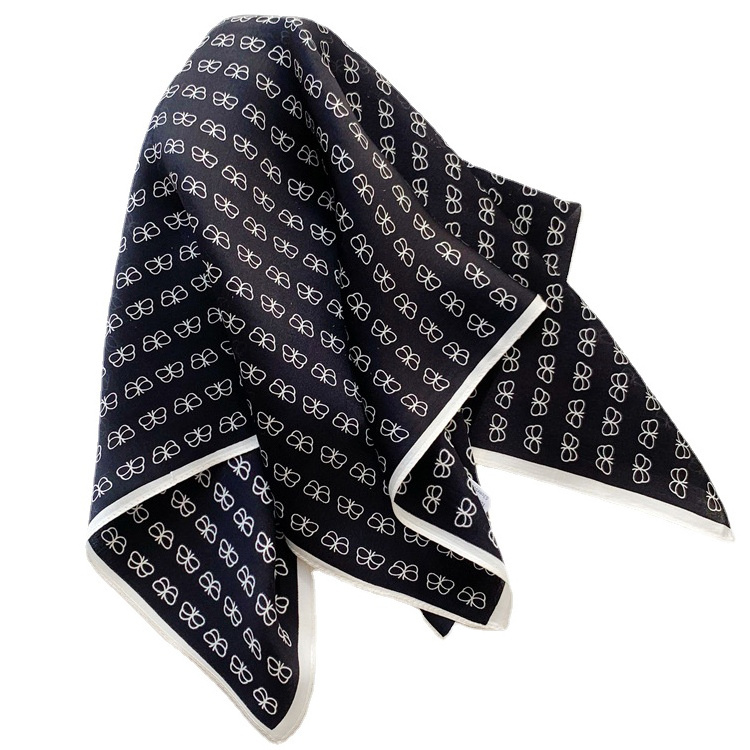 Nice design print private logo digital printed head silk hair scarf black bandanas for women